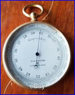 Antique Compensated Pocket Barometer JJ Hicks London with Leather Case