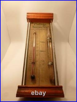 Antique Cottage Barometer Storm Glass & Thermometer U. S. A. Ca. 1800's