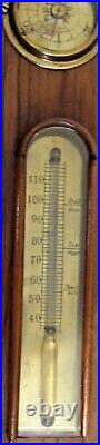Antique D. Balerna Dundee Wall Barometer & Thermometer Wood Brass Needs Repair