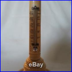 Antique Desk Thermometer Ornate Carved On Marble Base
