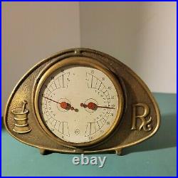Antique Druggist Thermometer Barometer Pharmacy Brass Desktop Richard A. Klien