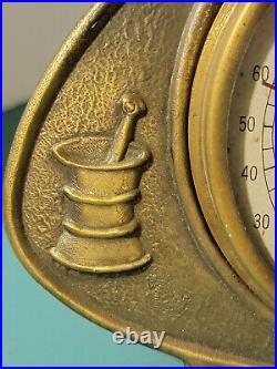 Antique Druggist Thermometer Barometer Pharmacy Brass Desktop Richard A. Klien