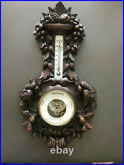 Antique Dutch Carved Wood Weather Barometer, VERANDERLYK