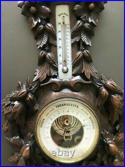 Antique Dutch Carved Wood Weather Barometer, VERANDERLYK