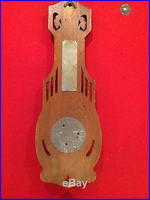 Antique Dutch Wooden Carved Wall Hanging BAROMETER / THERMOMETER