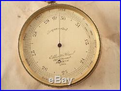 Antique ELLIOTT BROS, LONDON Gentlemen's Gilt Brass Aneroid Barometer Altimeter