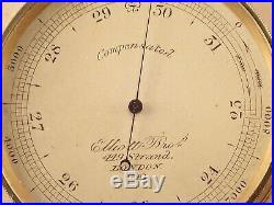 Antique ELLIOTT BROS, LONDON Gentlemen's Gilt Brass Aneroid Barometer Altimeter