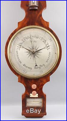 Antique Early-19thC Bywater Dawson British Mahogany Broken Arch Wheel Barometer