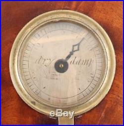 Antique Early-19thC Bywater Dawson British Mahogany Broken Arch Wheel Barometer