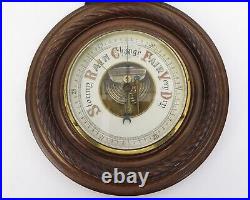 Antique Edwardian Carved Walnut Banjo Barometer 19.5