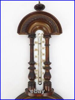 Antique Edwardian Carved Walnut Banjo Barometer 19.5