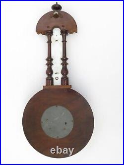 Antique Edwardian Carved Walnut Banjo Barometer 19.5