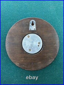 Antique English Aneroid Barometer Wood And Glass 8 Inches Diameter