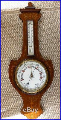 Antique English Barometer Thermometer with Marquetry Inlay Very Nice