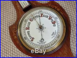Antique English Barometer Thermometer with Marquetry Inlay Very Nice