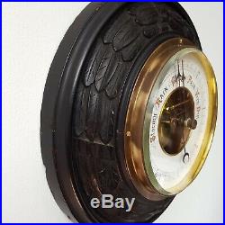 Antique English Black Forest Barometer Round Wood Frame