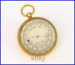 Antique English Compensated Gilt Brass Nautical Travel Pocket Barometer Altimete
