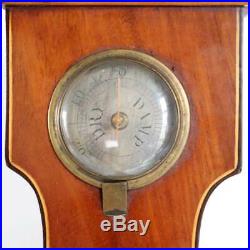 Antique English Georgian Mahogany Veneer Inlaid 5-Dial Banjo Barometer c. 1830
