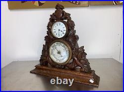 Antique English Hand Carved Aneroid Clock & Barometer Pastorelli and Rapkin