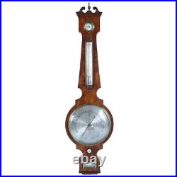 Antique English Joshua Ronchetti Figured Mahogany Veneer Banjo Barometer c. 1835