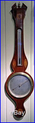 Antique English Sheraton Style Wheel Barometer by Ortelli & Co. Dated 1806
