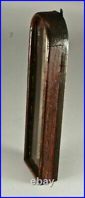 Antique English Victorian Oak Aneroid Wall Thermometer Part From Banjo Barometer