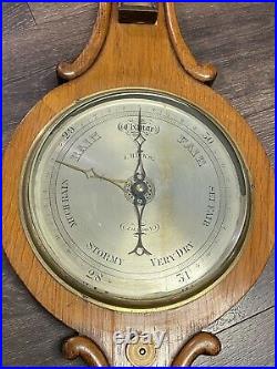 Antique English Victorian Ornate Carved Wall Barometer J. Hicks London
