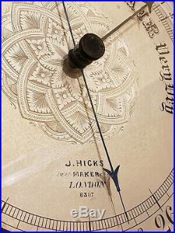 Antique English Victorian Ornate Carved Walnut Wall Barometer J. Hicks London