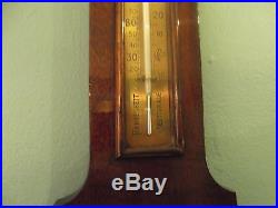 Antique English barometer, carved mahogany and brass