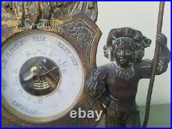 Antique English brass decorative barometer