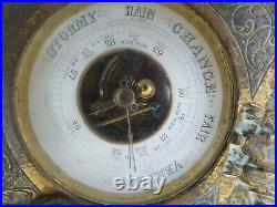 Antique English brass decorative barometer