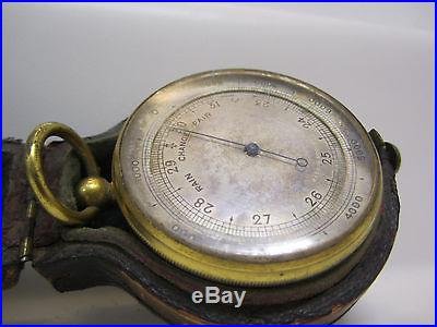 Antique English combination pocket barometer thermometer compass