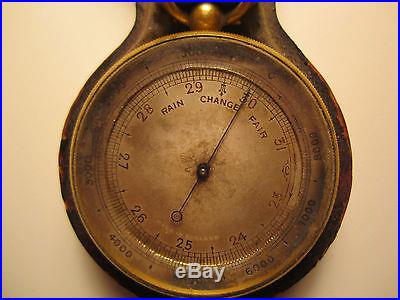 Antique English combination pocket barometer thermometer compass