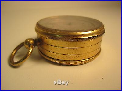 Antique English combination pocket barometer thermometer compass