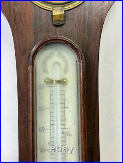 Antique English rosewood banjo barometer Harris east Dereham Bone inlay unusual