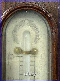 Antique English rosewood banjo barometer Harris east Dereham Bone inlay unusual