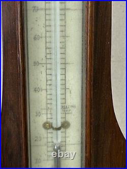 Antique English rosewood banjo barometer Harris east Dereham Bone inlay unusual