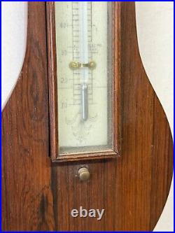 Antique English rosewood banjo barometer Harris east Dereham Bone inlay unusual