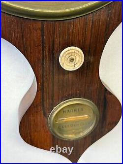 Antique English rosewood banjo barometer Harris east Dereham Bone inlay unusual