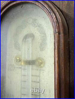 Antique English rosewood banjo barometer Harris east Dereham Bone inlay unusual