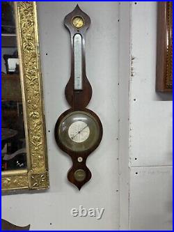 Antique English rosewood banjo barometer Harris east Dereham Bone inlay unusual