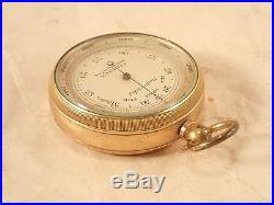 Antique F. ROBSON & CO. Gentleman's Brass Pocket Aneroid Barometer Altimeter