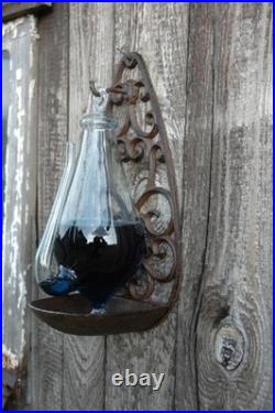 Antique Finish Weather Predictor Barometer with Cast Iron Holder & Glass Design
