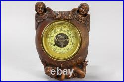 Antique Flanders Wood 1922 dated angel barometer signed
