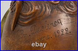 Antique Flanders Wood 1922 dated angel barometer signed