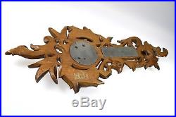 Antique Flower and Leaf Carved Barometer / Thermometer, Dutch