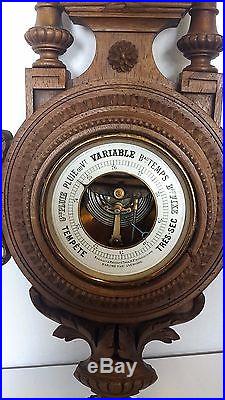 Antique Foreign Carved Walnut barometer