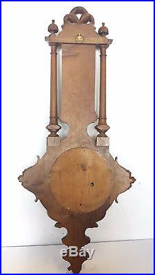 Antique Foreign Carved Walnut barometer