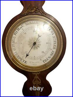 Antique France Barometer Weather Station Barometer Thermometer Signed Antique France Barometer Weather Station Barometer Thermometer Signed