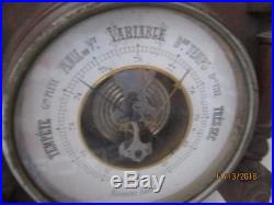 Antique French 26 Barometer Aneroide Barometre Thermometer Carved Wood Working